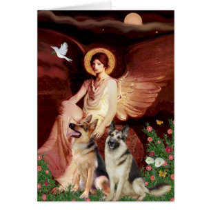 Angel assis - Deux bergers allemands