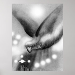 Angel at night art poster