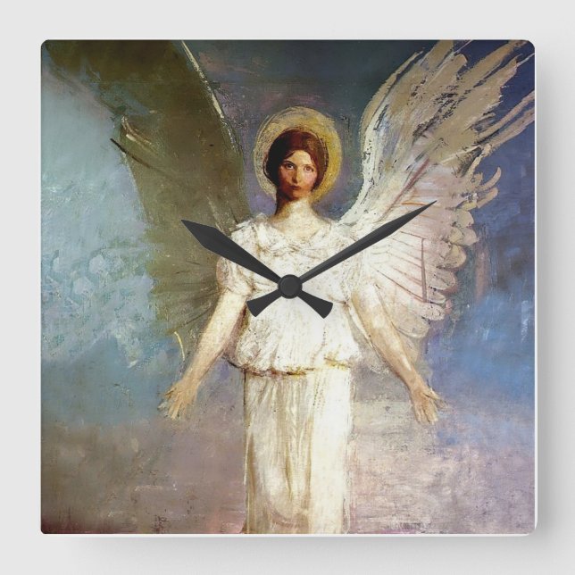 “Angel at Noon” by Abbott Thayer Square Wall Clock (Front)