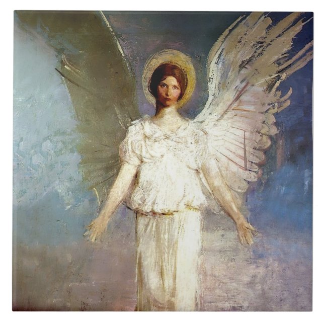 “Angel at Noon” by Abbott Thayer Tile (Front)
