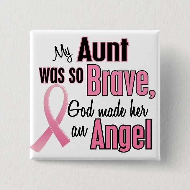Angel AUNT Breast Cancer T-Shirts & Apparel 2 Inch Square Button (Front)