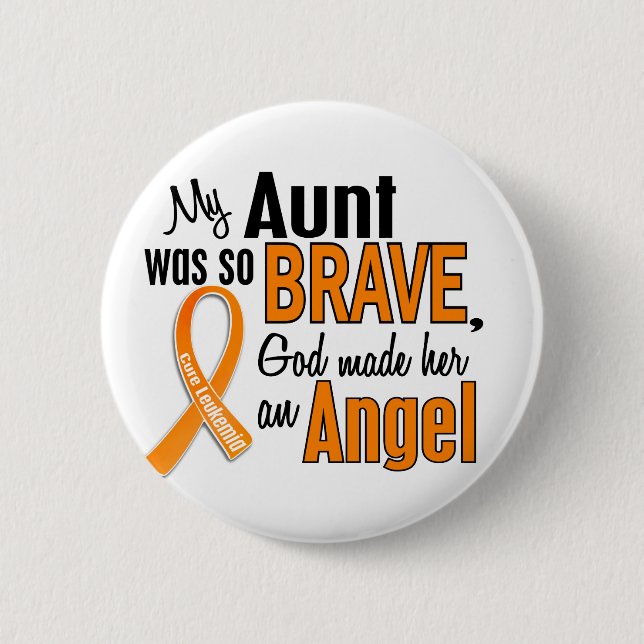 Angel Aunt Leukaemia 2 Inch Round Button (Front)