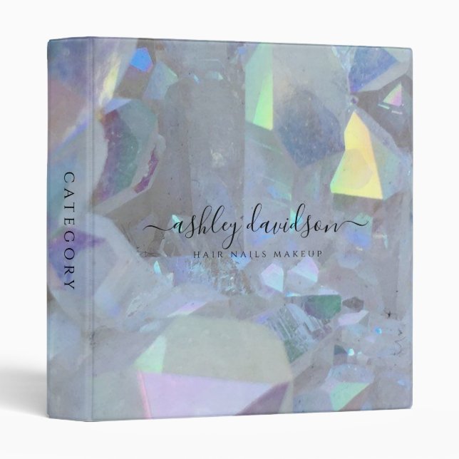 Angel Aura Quartz Crystal Modern 3 Ring Binder (Front/Spine)