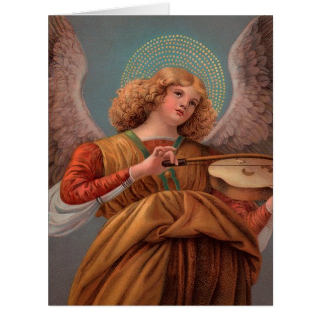 Angel avec une grande carte de voeux violon (Devant)