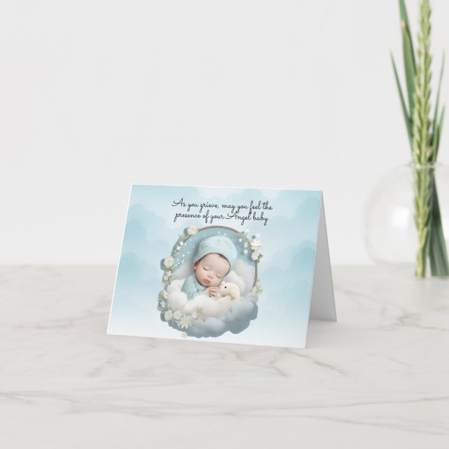 Angel Baby Loss of Child Sympathy Folded Note Card (Front)
