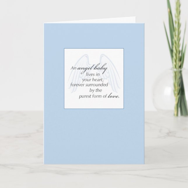 Angel Baby Wings Blue Sympathy Card (Front)