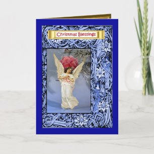 Angel beside a Christmas tree Holiday Card