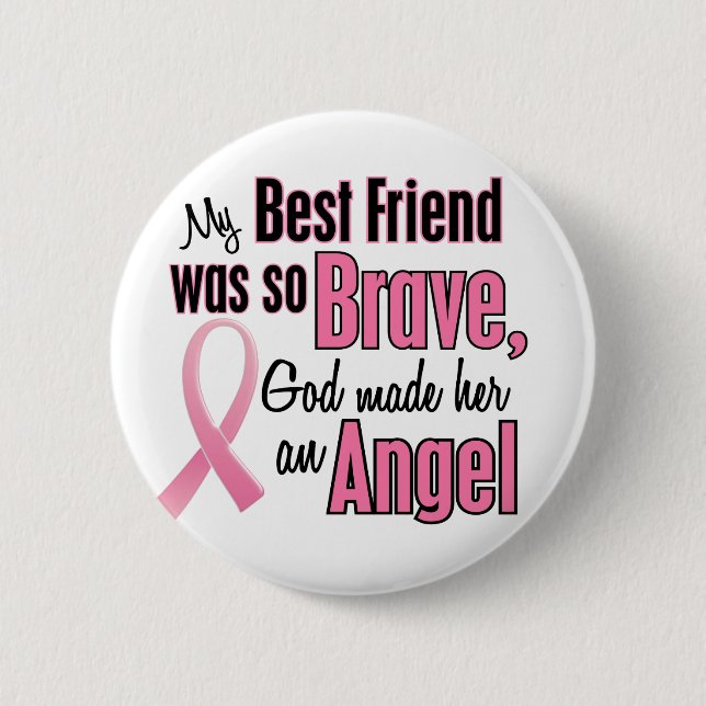 Angel BEST FRIEND Breast Cancer T-Shirts & Apparel 2 Inch Round Button (Front)