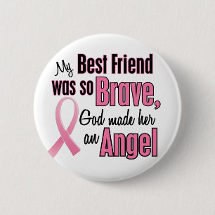 Angel BEST FRIEND Breast Cancer T-Shirts & Apparel 2 Inch Round Button