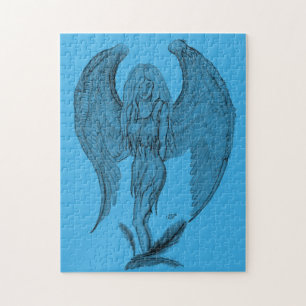 Angel black and blue design jigsaw puzzle