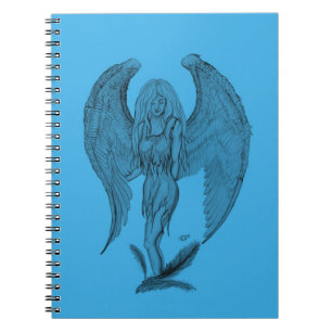 Angel black and blue design notebook