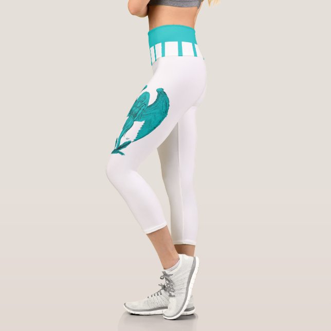 Angel , Black and Green Design Capri Leggings (Left)