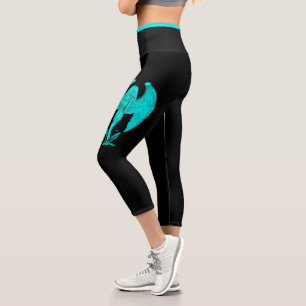 Angel , Black and Green Design Capri Leggings