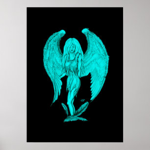 Angel , Black and Green design Poster