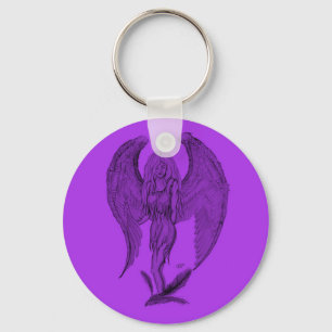 Angel black and purple design keychain