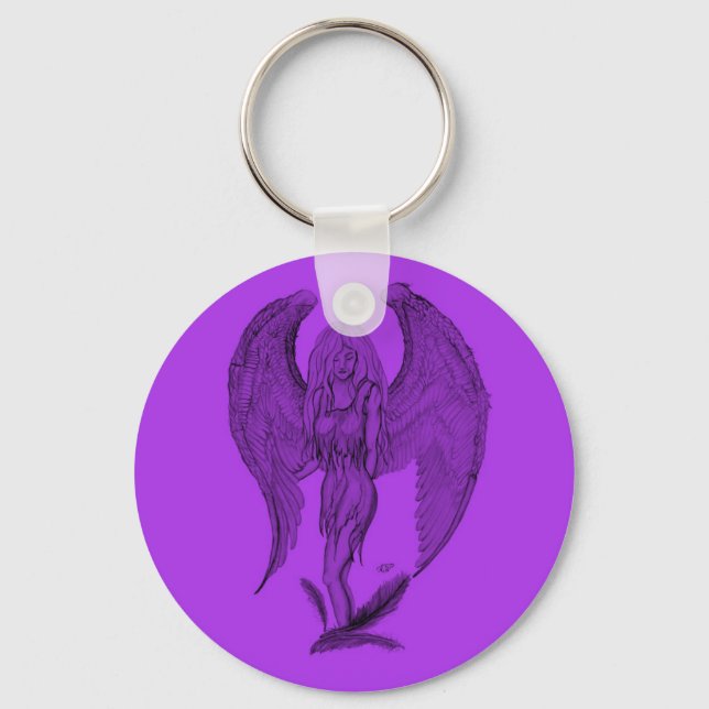Angel black and purple design keychain (Front)