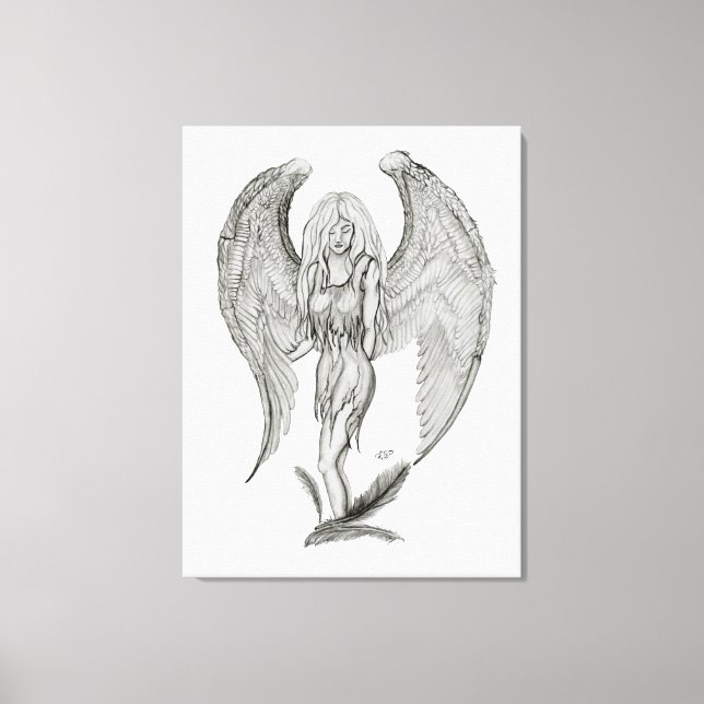 Angel - Black and white Design Canvas Print (Front)