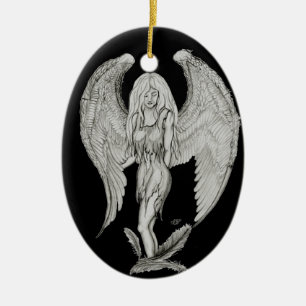 Angel Black and white Design Ceramic Ornament