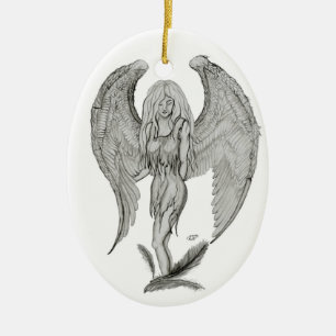 Angel Black and white Design Ceramic Ornament