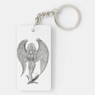 Angel - black and white Design Keychain