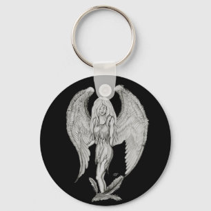 Angel Black and white Design Keychain