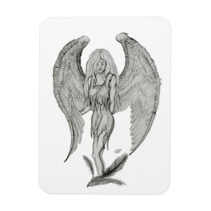 Angel - Black and white Design Magnet