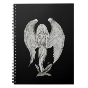Angel black and white design notebook