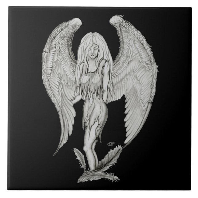 Angel black and white design tile (Front)