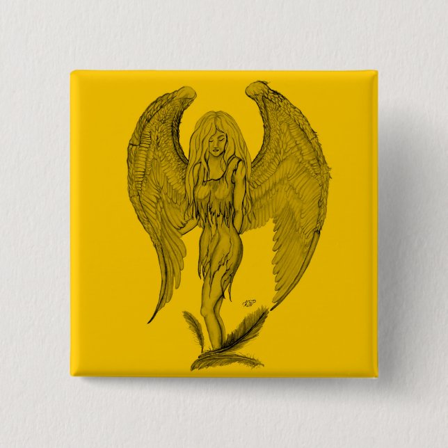 Angel Black and yellow design 2 Inch Square Button (Front)