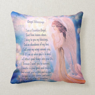 Angel Blessings Guardian Angel Poem Throw Pillow