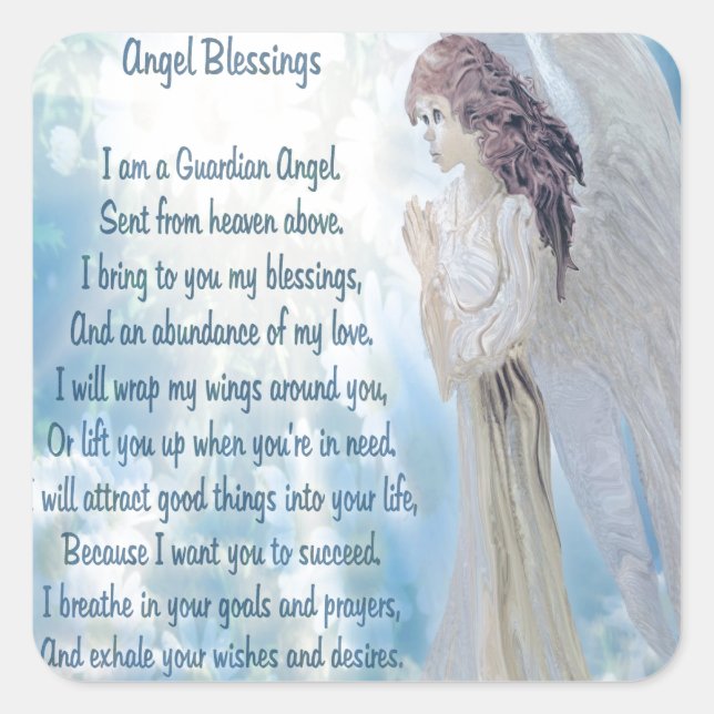 Angel Blessings Square Sticker (Front)