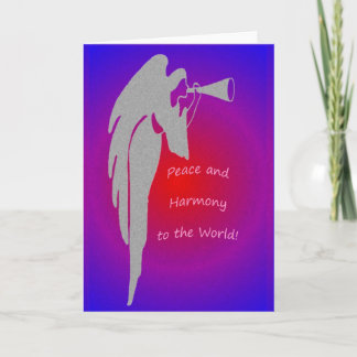 Angel Blowing Horn Blank Greeting Card