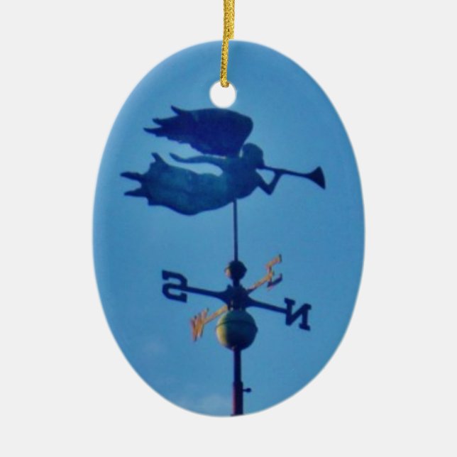 Angel BLOWING HORN WEATHER VANE Ceramic Ornament (Front)