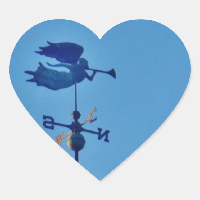 Angel BLOWING HORN WEATHER VANE Heart Sticker (Front)