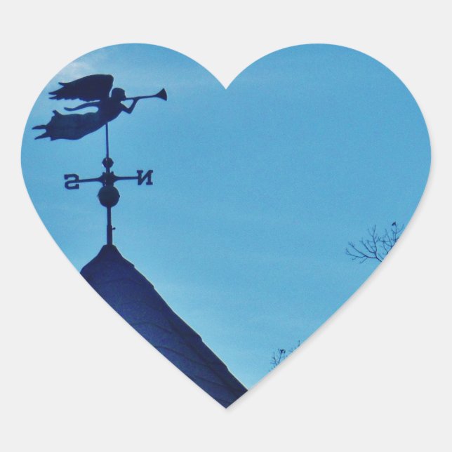 Angel BLOWING HORN WEATHER VANE Heart Sticker (Front)