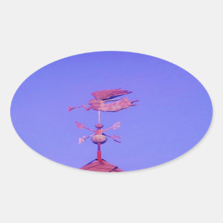 Angel BLOWING HORN WEATHER VANE Oval Sticker