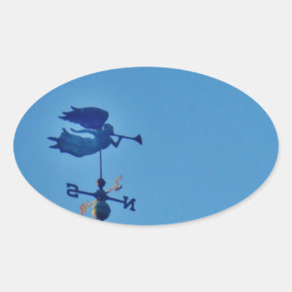 Angel BLOWING HORN WEATHER VANE Oval Sticker