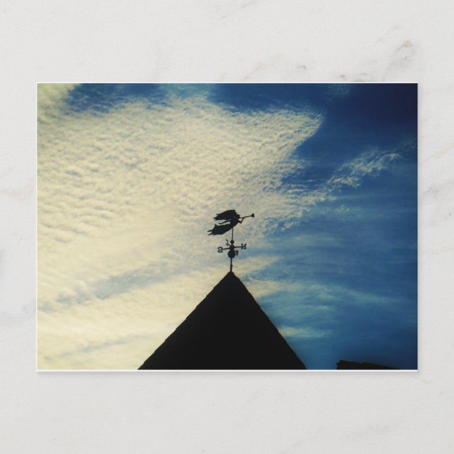Angel BLOWING HORN WEATHER VANE Postcard (Front)