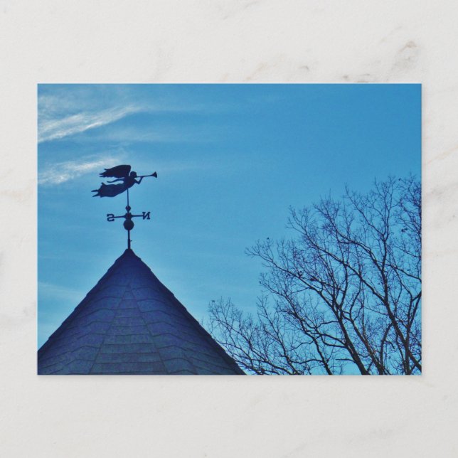 Angel BLOWING HORN WEATHER VANE Postcard (Front)