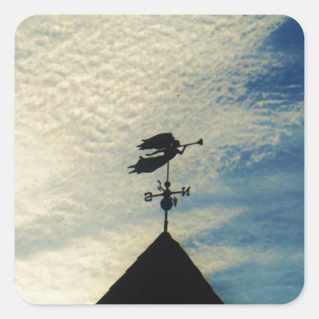 Angel BLOWING HORN WEATHER VANE Square Sticker (Front)