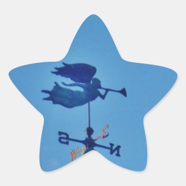 Angel BLOWING HORN WEATHER VANE Star Sticker (Front)