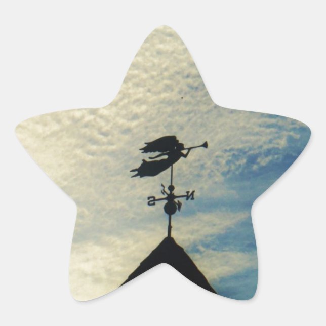 Angel BLOWING HORN WEATHER VANE Star Sticker (Front)