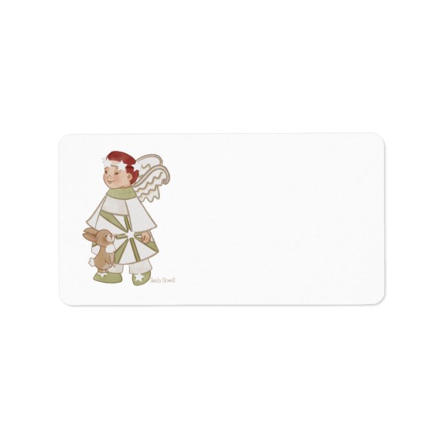 Angel Boy and Bunny Address Labels (Front)