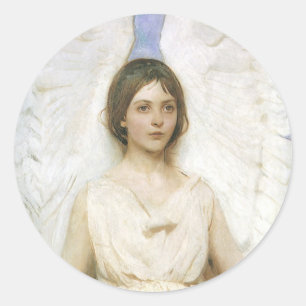 Angel by Abbott Thayer, Vintage Victorian Fine Art Classic Round Sticker