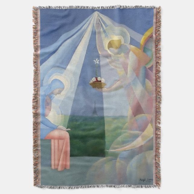 “Angel” by Mexican Artist Angel Zarraga Throw Blanket (Front Vertical)