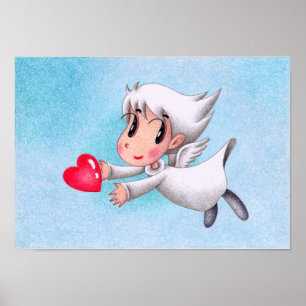 Angel carrying hearts. poster