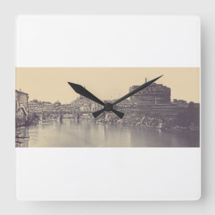 Angel castle and Vatican dome Square Wall Clock