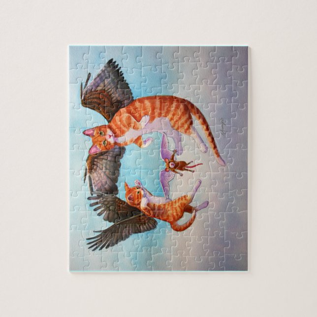 Angel Cat and Mouse Game Jigsaw Puzzle (Vertical)