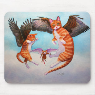 Angel Cat and Mouse Game Mouse Pad