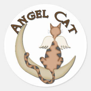 Angel Cat Classic Round Sticker